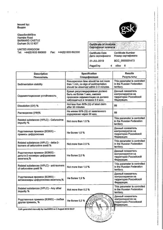 Зиннат Таблетки покрытые пленочной оболочкой 125 мг 10 шт