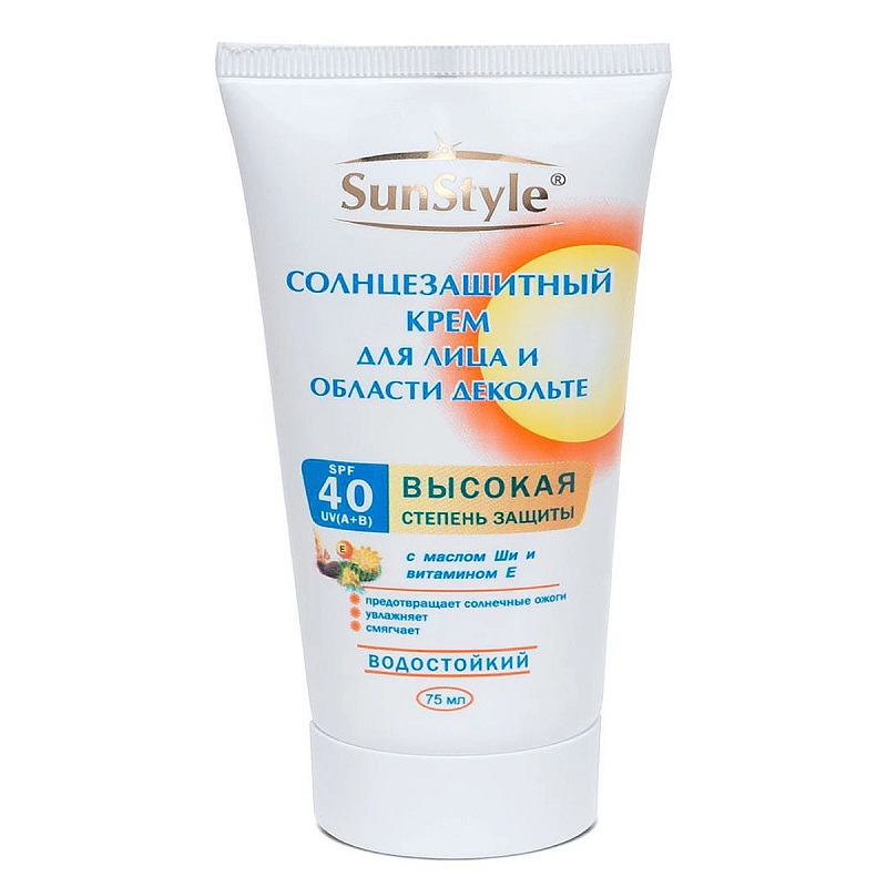 SunStyle крем для лица и декольте солнцезащитный SPF 40 75 мл face it up гуаша для массажа лица из розового кварца в форме капля