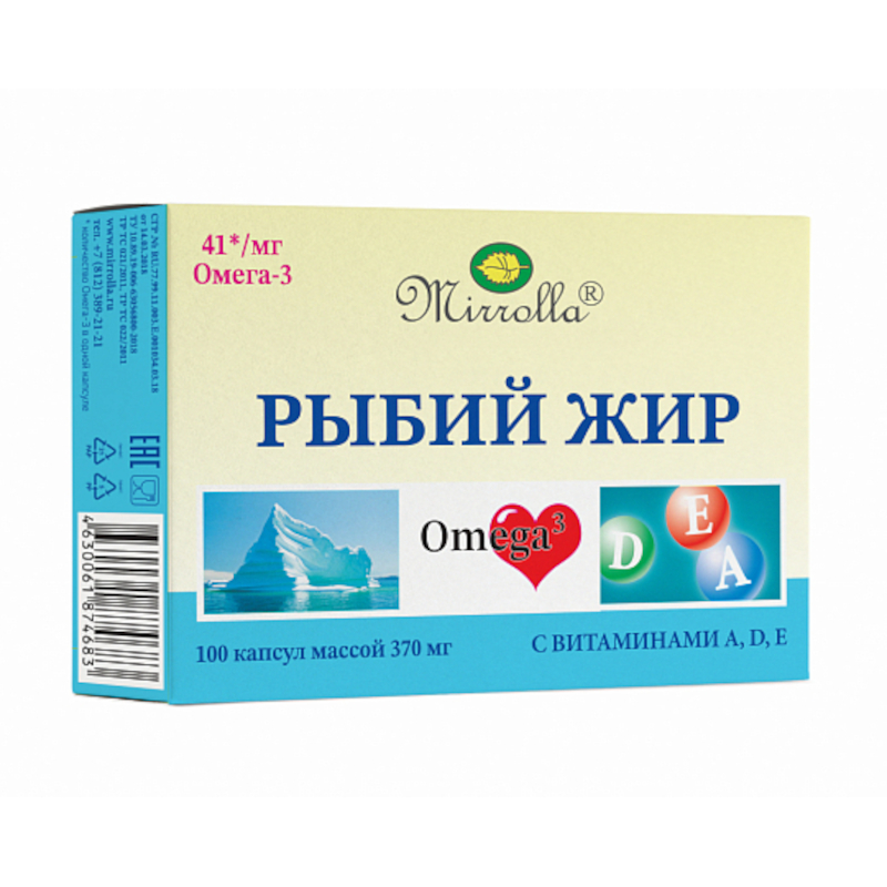 

Mirrolla Рыбий жир с витаминами А D Е капсулы 100 шт