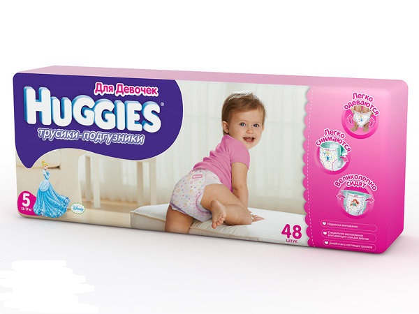 Подгузники-трусики Huggies д/девочек разм.5 (13-17 кг) 48 шт