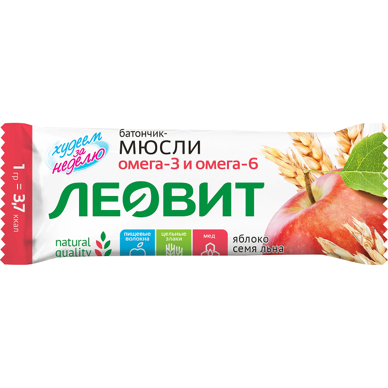 БиоСлимика Батончик-мюсли Яблоко с семенем льна 30 г bombbar батончик малиновый чизкейк