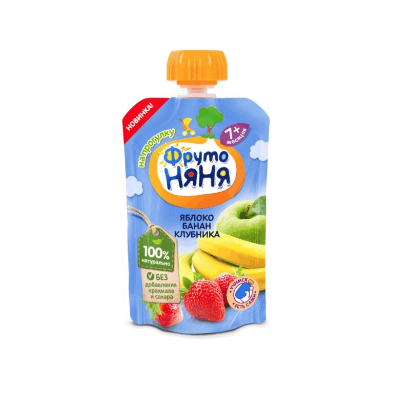 

ФрутоНяня десерт Яблоко-Банан-Клубника 90 г пауч