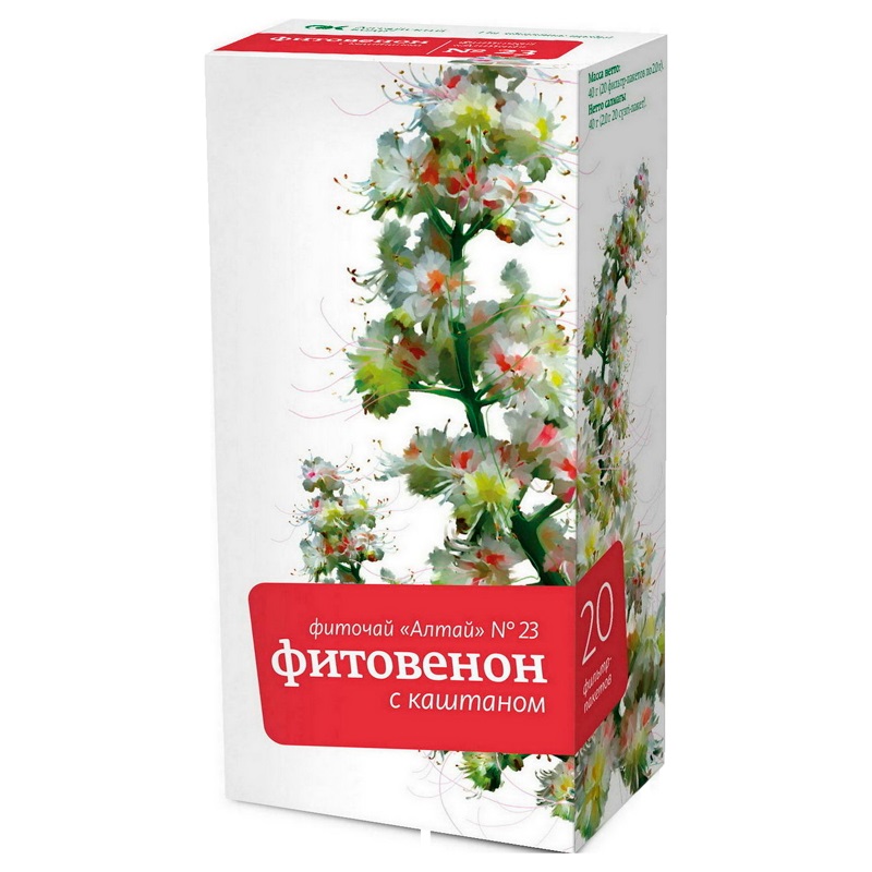 

Фиточай Алтай 23 Фитовенон с Каштаном ф/п 2 г 20 шт
