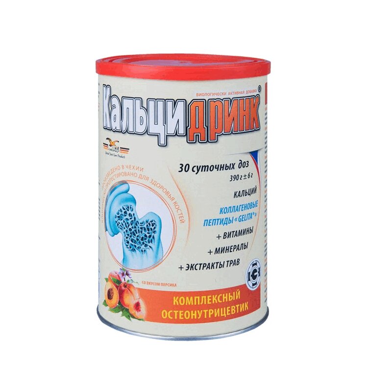 Изображение товара Кальцидринк порошок Персик 390 г для поддержки здоровья и иммунитета