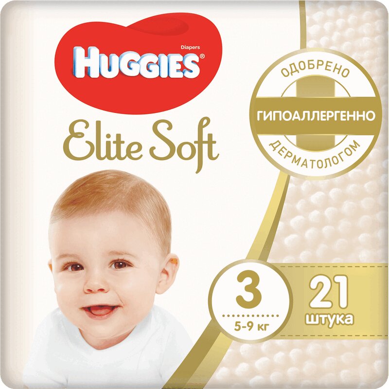 

Huggies Элит Софт Подгузники разм.3 (5-9 кг) 21 шт
