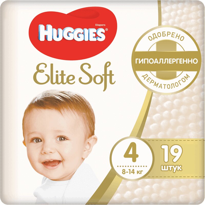 Huggies Элит Софт Подгузники разм.4 (8-14 кг) 19 шт наше положение