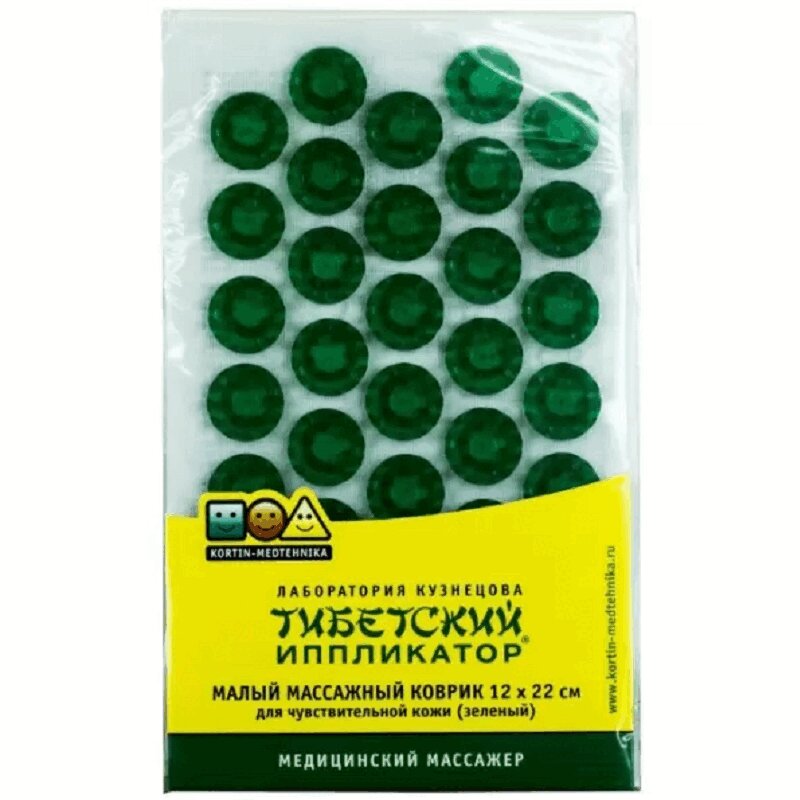 Массажер Тибетский аппликатор на мягкой подложке 12х22 см зеленый bradex аппликатор игольчатый нирвана