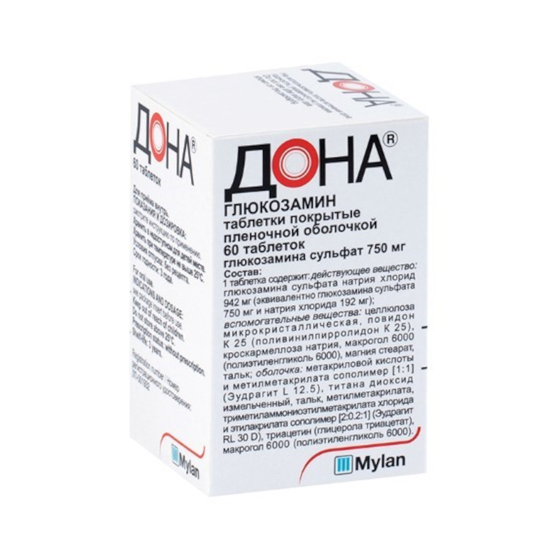 Изображение товара Дона 750 мг таблетки 60 шт для лечения остеоартроза и остеохондроза