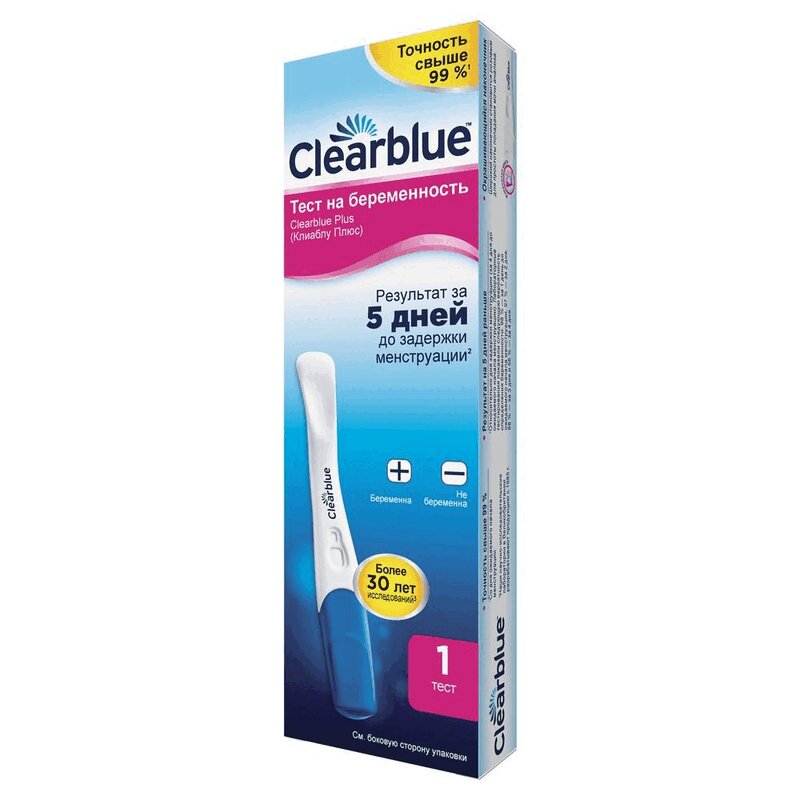 Clearblue плюс тест на беременность 1 шт clearblue плюс тест на беременность 1 шт