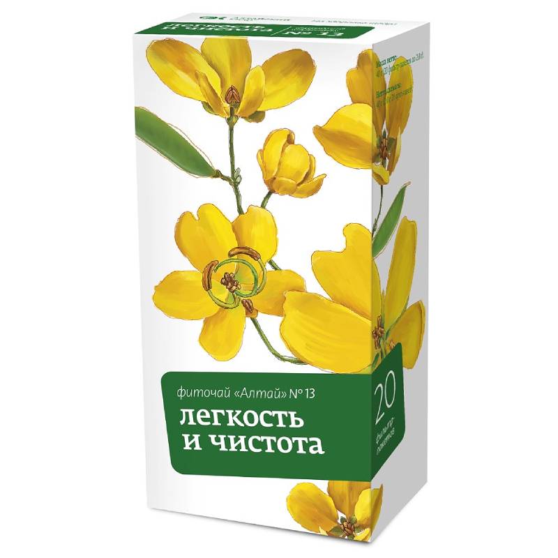 

Фиточай Алтай № 13 Легкость и чистота Плоды и листья сенны фильтр-пакеты 20 шт