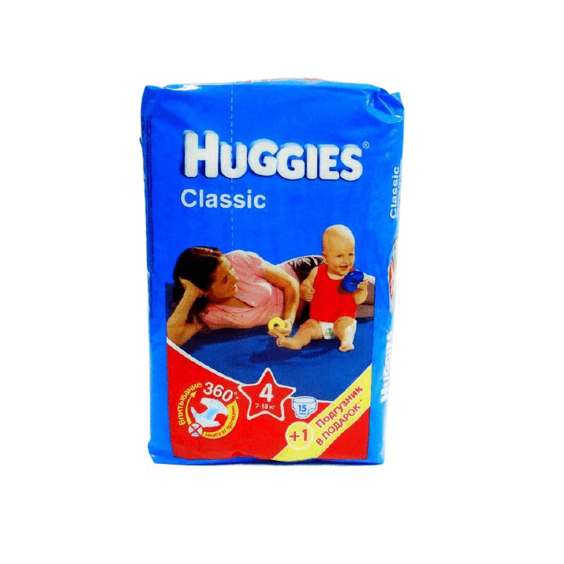 

Подгузники Huggies Классик (4) макси М (7-18 кг) пакет 14 шт