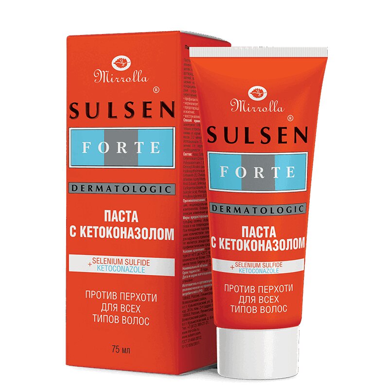 Изображение товара Мирролла Сульсен Форте паста с кетоконазолом против перхоти 75 мл
