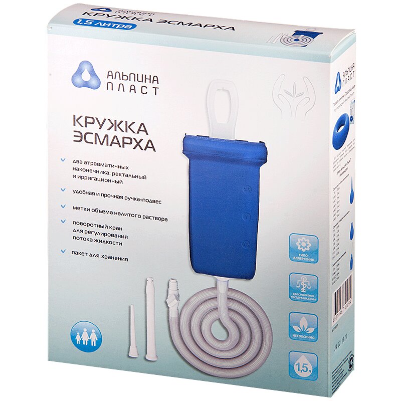 

Кружка Эсмарха резин с 2 наконечниками 1,5л