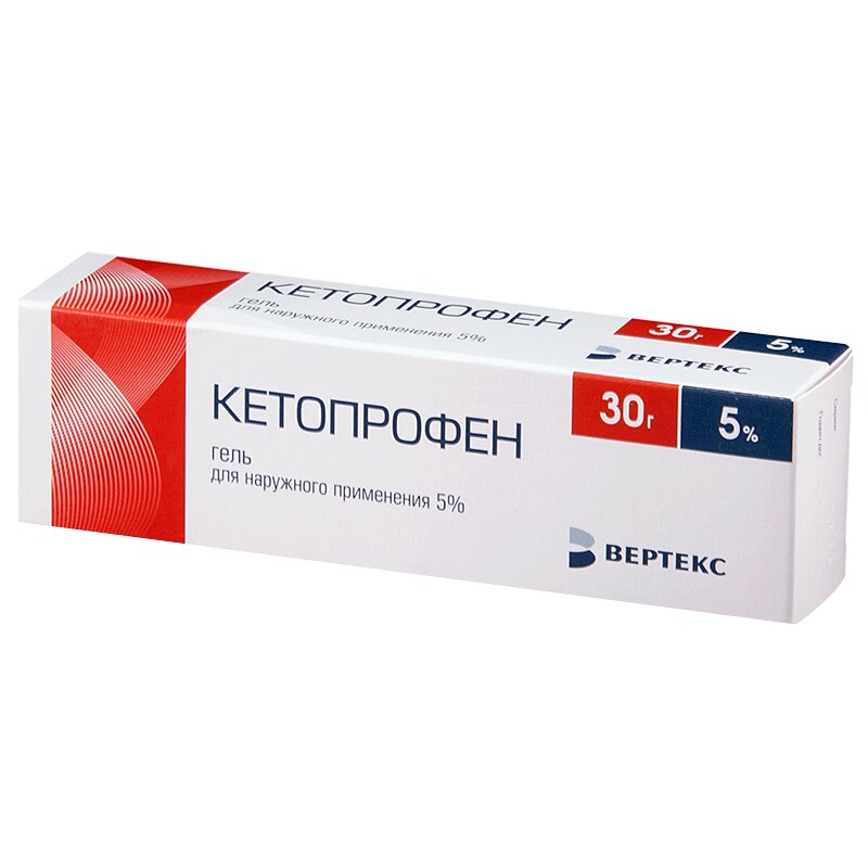 

Кетопрофен-ВЕРТЕКС 5% гель для наружного применения 30 г