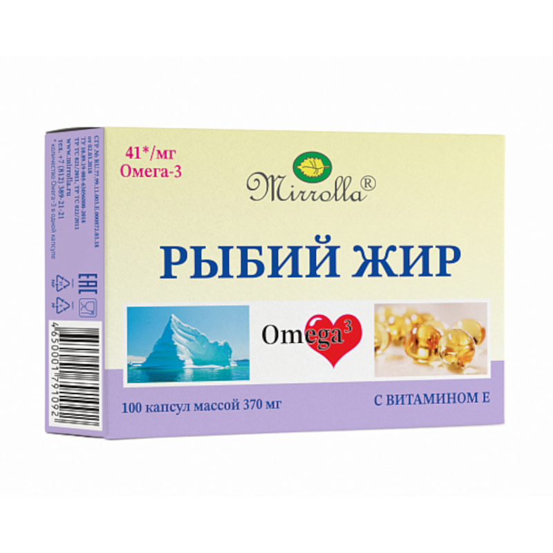 

Mirrolla Рыбий жир с витамином Е капсулы 100 шт