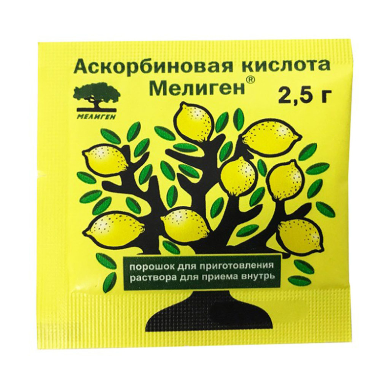 

Аскорбиновая кислота Мелиген порошок для приготовления раствора 2,5 г 1 шт