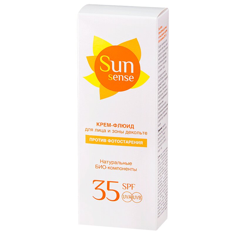 Sun Sensе Крем-флюид для лица и зоны декольте SPF35 против фотостарения 75 мл корректирующий крем для лица ccc cream spf50 pa 50мл dark