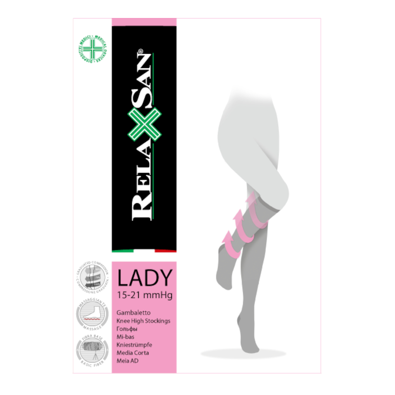 Изображение товара Компрессионные гольфы Relaxsan Lady Gambaletto 1 класс компрессии черные размер 4