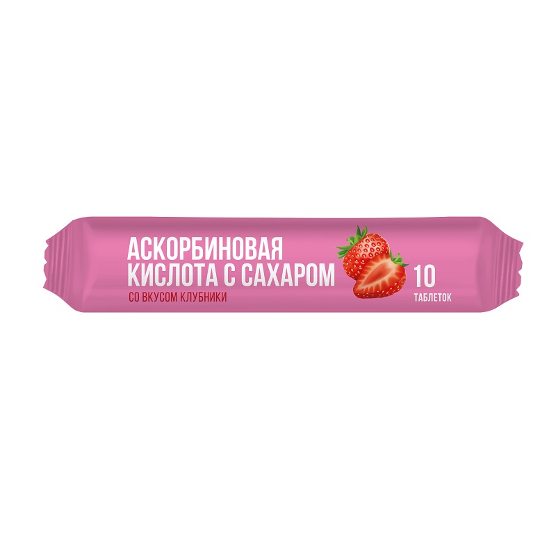 

PL Аскорбинка с сахаром таблетки жевательные Клубника 10 шт