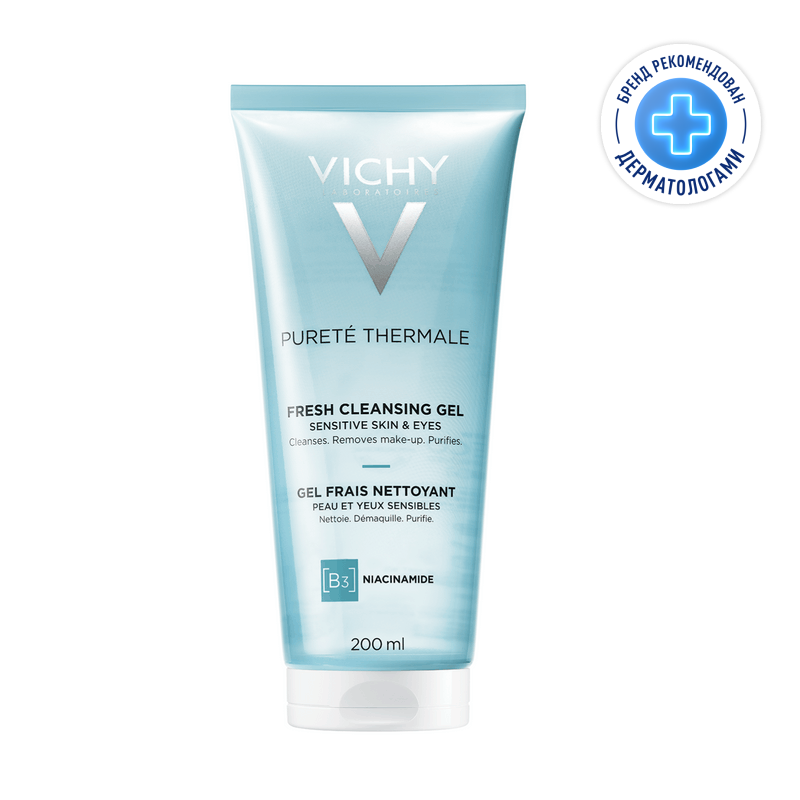 Vichy Пюрте Термаль Гель для лица очищающий освежающий фл.200 мл vichy капсолей ув эйдж дэйли флюид для лица тонирующий против признаков фотостарения spf50 40 мл