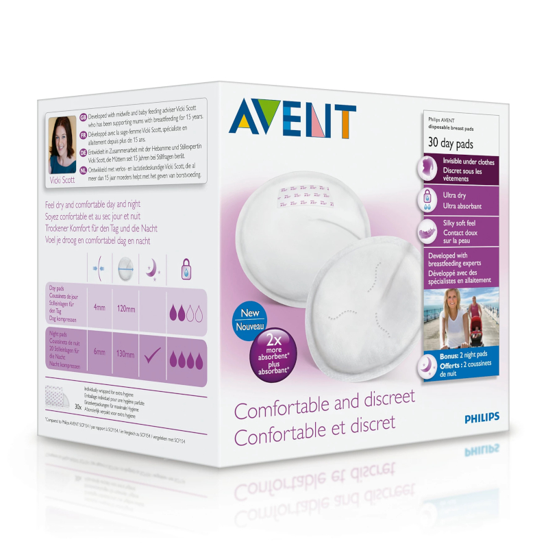 Изображение товара Авент Вкладыши для бюстгальтера одноразовые 30 шт гипоаллергенные, высокая впитываемость