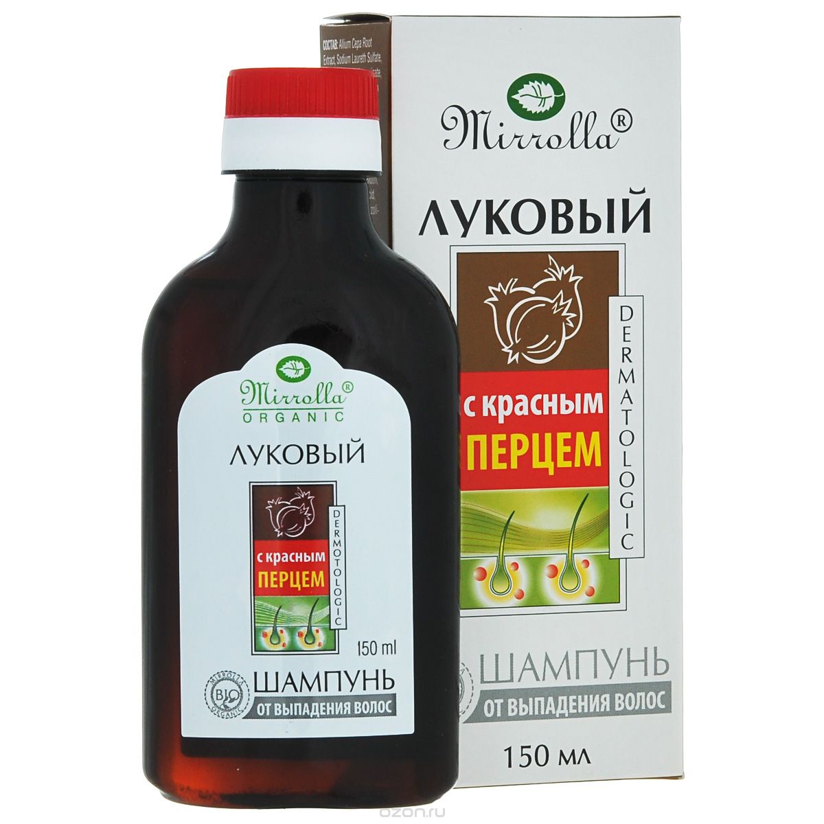 

Mirrolla Шампунь Луковый с красным перцем от выпадения волос 150 мл