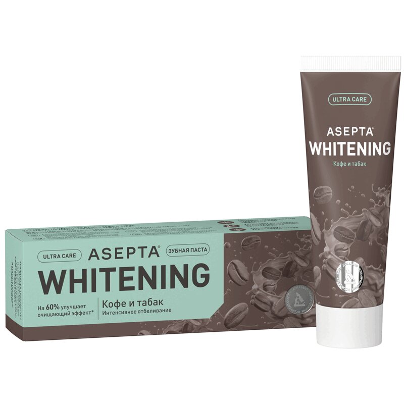 

Asepta Whitening/Plus Кофе и Табак Зубная паста для интенсивного отбеливания 75 мл
