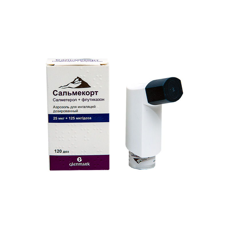 Изображение товара Аэрозоль для ингаляций Сальмекорт 25 мкг/доза +125 мкг/доза 120 доз для бронхиальной астмы