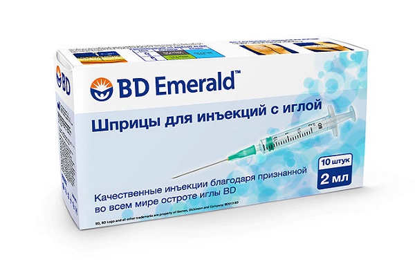 

Шприцы "BD Emerald" 2 мл с иглой 0,8х40мм 10 шт Зеленый