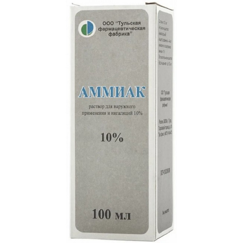 

Аммиак 10% раствор для наружного применения и ингаляций 100 мл