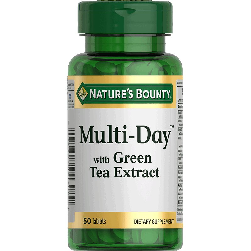 Natures Bounty МультиДэй Витаминный комплекс с экстрактом Зеленого Чая таб.50 шт магний nature s bounty нэйчес баунти таблетки 500мг 100шт