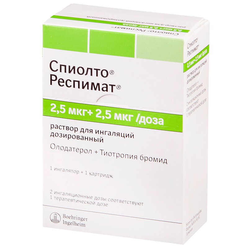 Изображение товара Спиолто Респимат 2,5 мкг+2,5 мкг раствор для ингаляций 4 мл с ингалятором