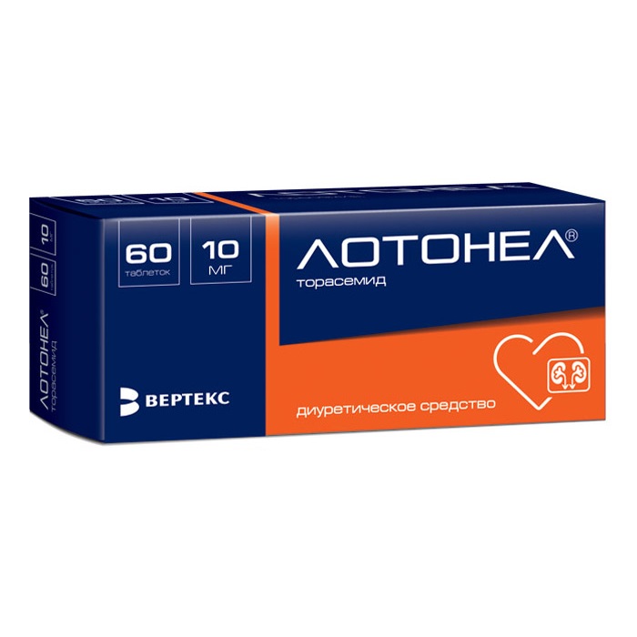 Изображение товара Лотонел 10 мг таблетки 60 шт - петлевой диуретик для лечения гипертензии и отеков