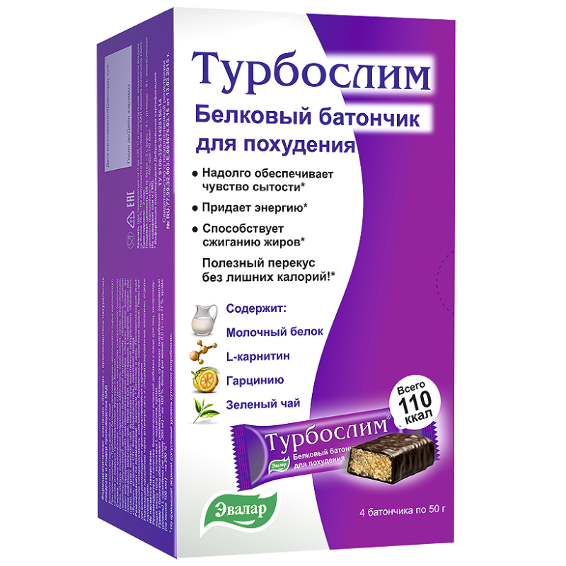 Изображение товара Белковый батончик для похудения Турбослим 50 г 4 шт от Эвалар