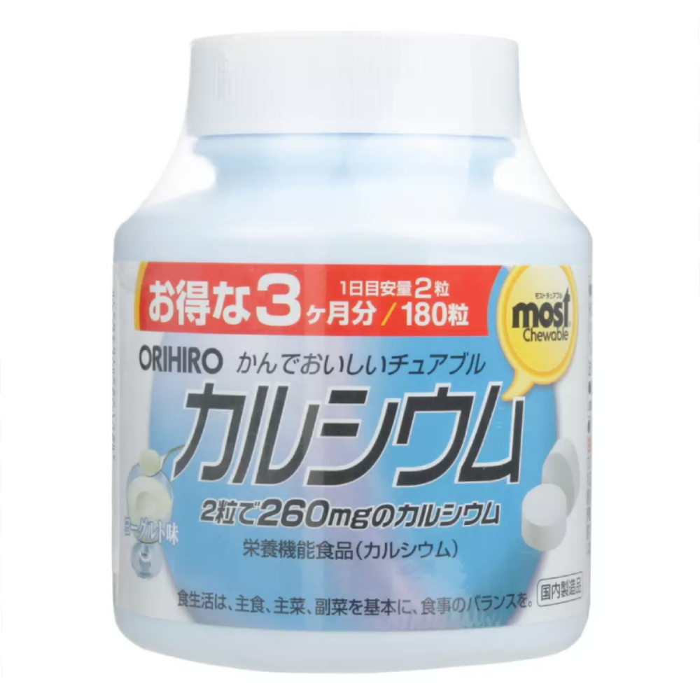 Orihiro Кальций+витамин Д таблетки 180 шт витамишки кальций витамин д пастилки жев 2 5г 60
