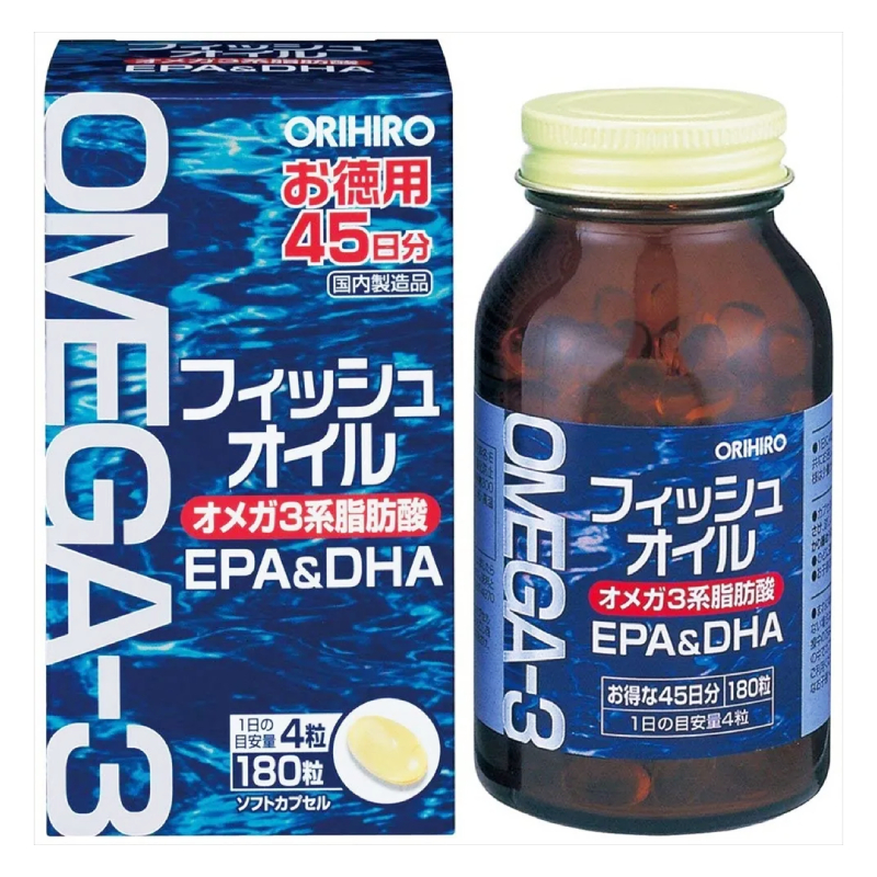 Orihiro Омега-3 капсулы 180 шт ё батон комплекс омега 3 6 9 700 мг 90 мягких капсул