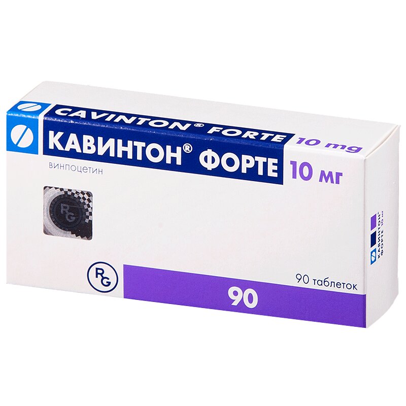Изображение товара Кавинтон Форте 10 мг таблетки 90 шт для восстановления кровообращения мозга