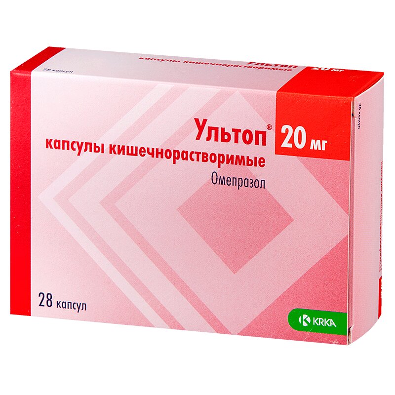 Изображение товара Ультоп капсулы 20 мг 28 шт - препарат для лечения язв и рефлюкса