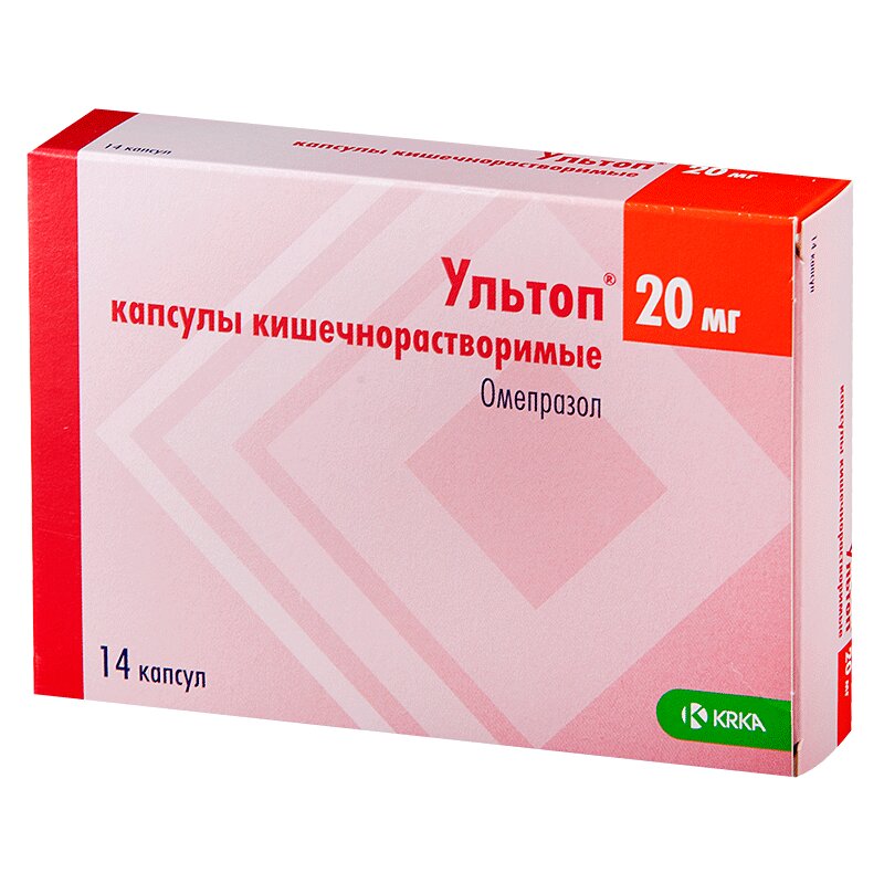 Изображение товара Ультоп капсулы 20 мг для лечения язвы и рефлюкса