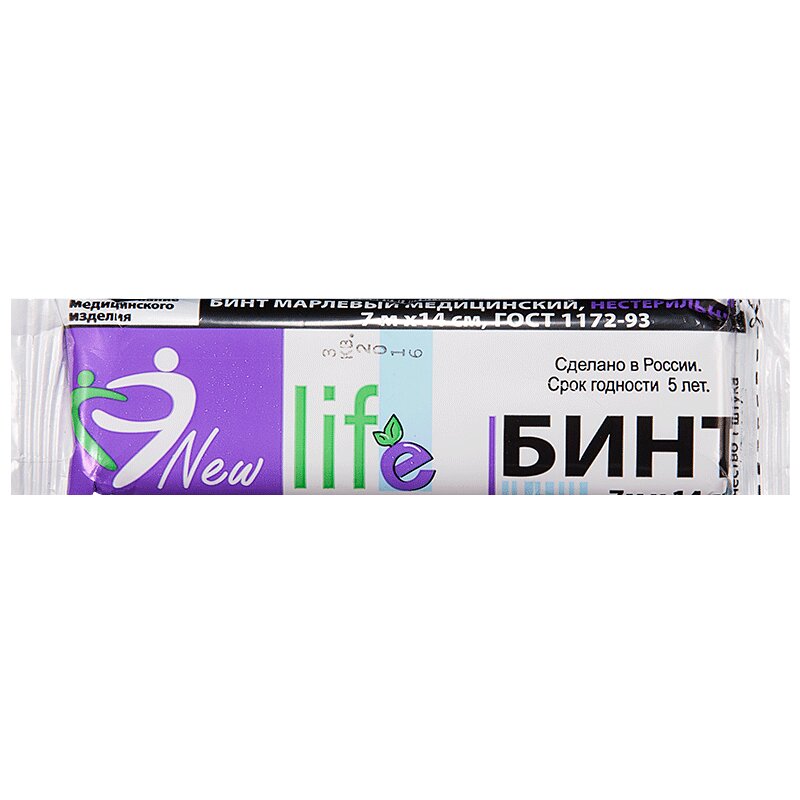 New Life Бинт марл мед н/стер 7 м х 14 см инд.уп/СТМ