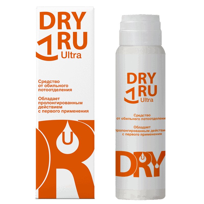 Dry RU Ultra средство от обильного потоотделения с пролонгированным действием флакон 50 мл vitateka дезодорант драй форте ролик от обильного потоотделения 20 % 50