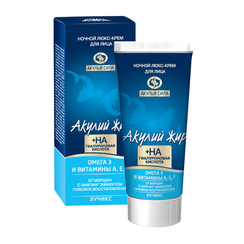 Изображение товара Акулий жир Омега-3-и витамины А Е F Крем для лица ночной 50 мл Изображение товара Акулий жир Омега-3-и витамины А Е F Крем для лица ночной 50 мл