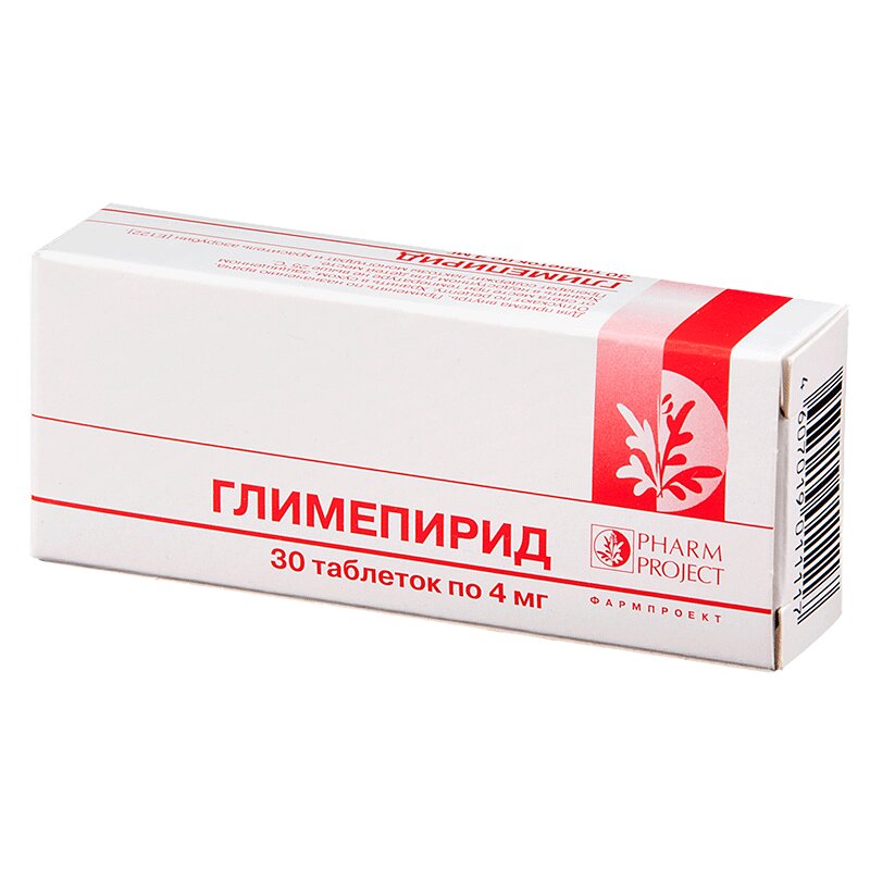 Изображение товара Глимепирид 4мг таблетки 30 шт для контроля сахарного диабета 2 типа
