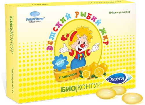 

БиоКонтур Рыбий жир для детей капс.Лимон №100