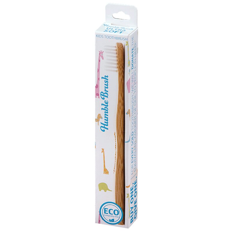 Юфилгуд Зубная щетка бамбуковая для детей Белая вяжем для детей от 2 до 10 лет спицы