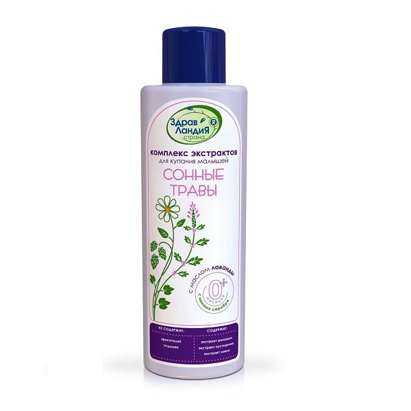 Изображение товара Здравландия Сонные травы Комплекс экстрактов для купания малышей 250 мл