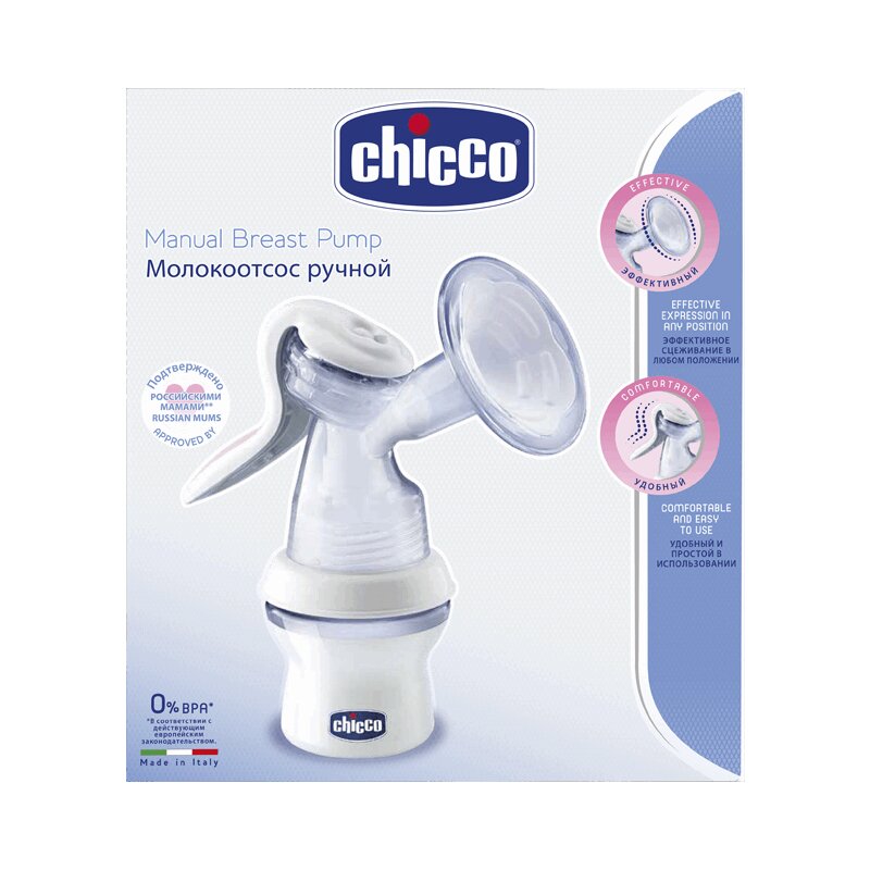 

Chicco Natural Feeling Молокоотсос ручной с бутылочкой