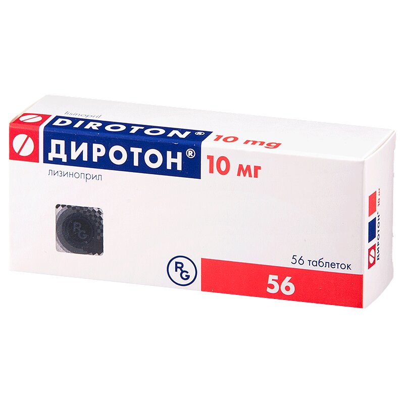 Изображение товара Диротон 10 мг таблетки для лечения артериальной гипертензии и хронической сердечной недостаточности
