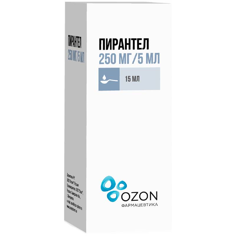 Изображение товара Пирантел 250 мг/5 мл суспензия для внутреннего применения 15 мл