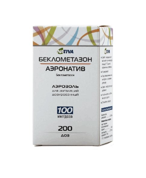 Изображение товара Беклометазон-аэронатив 100 мкг/доза аэрозоль для ингаляций 200 доз